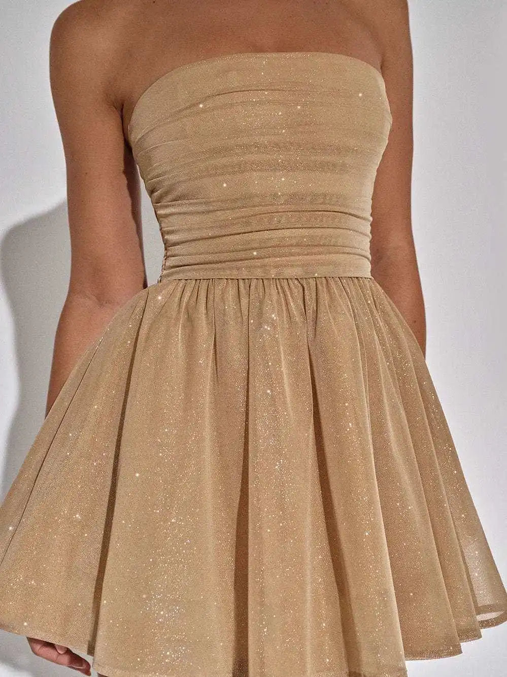 Artistic Sexy Mesh Double Layer Sleeveless Dress Women Zipper Tight Frills Shining Mini Female Elegant Party Club Evening Dress